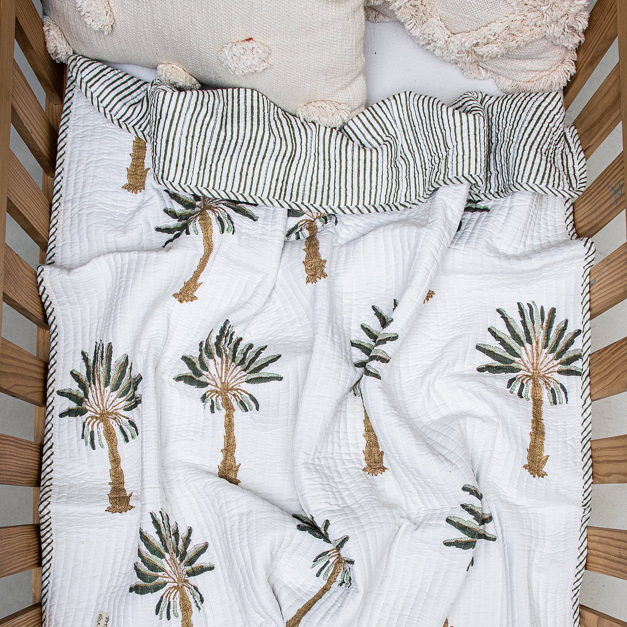 Green Palm Tree Hand Printed Soft Baby Blankets 136